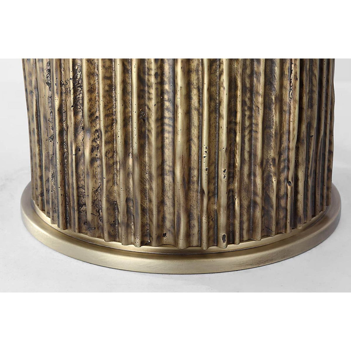 Anne-Marie Barton Fumar 24" Table Lamp in Ridged Tombac with BouclÃ© Shade W11" x H23.5"