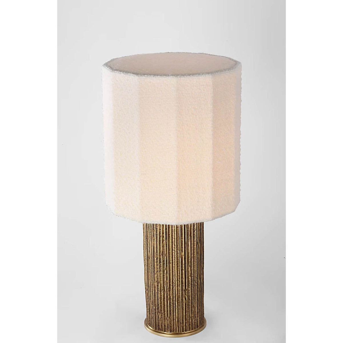 Anne-Marie Barton Fumar 24" Table Lamp in Ridged Tombac with BouclÃ© Shade W11" x H23.5"