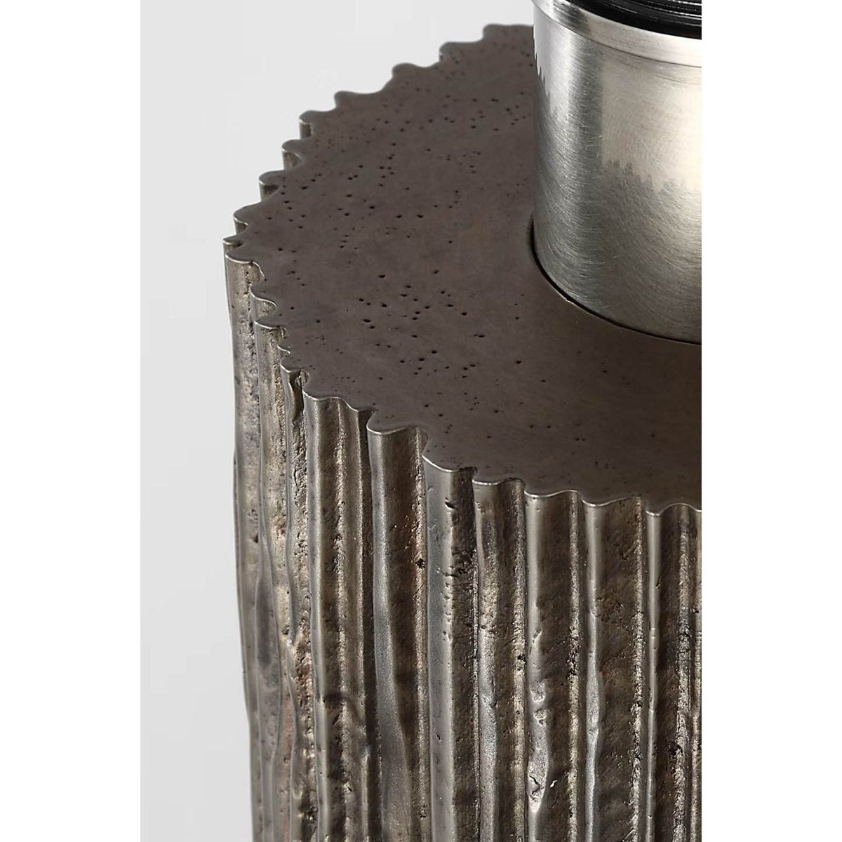 Anne-Marie Barton Fumar 29" Table Lamp in Ridged Graphite with BouclÃ© Shade W13.5" x H29"