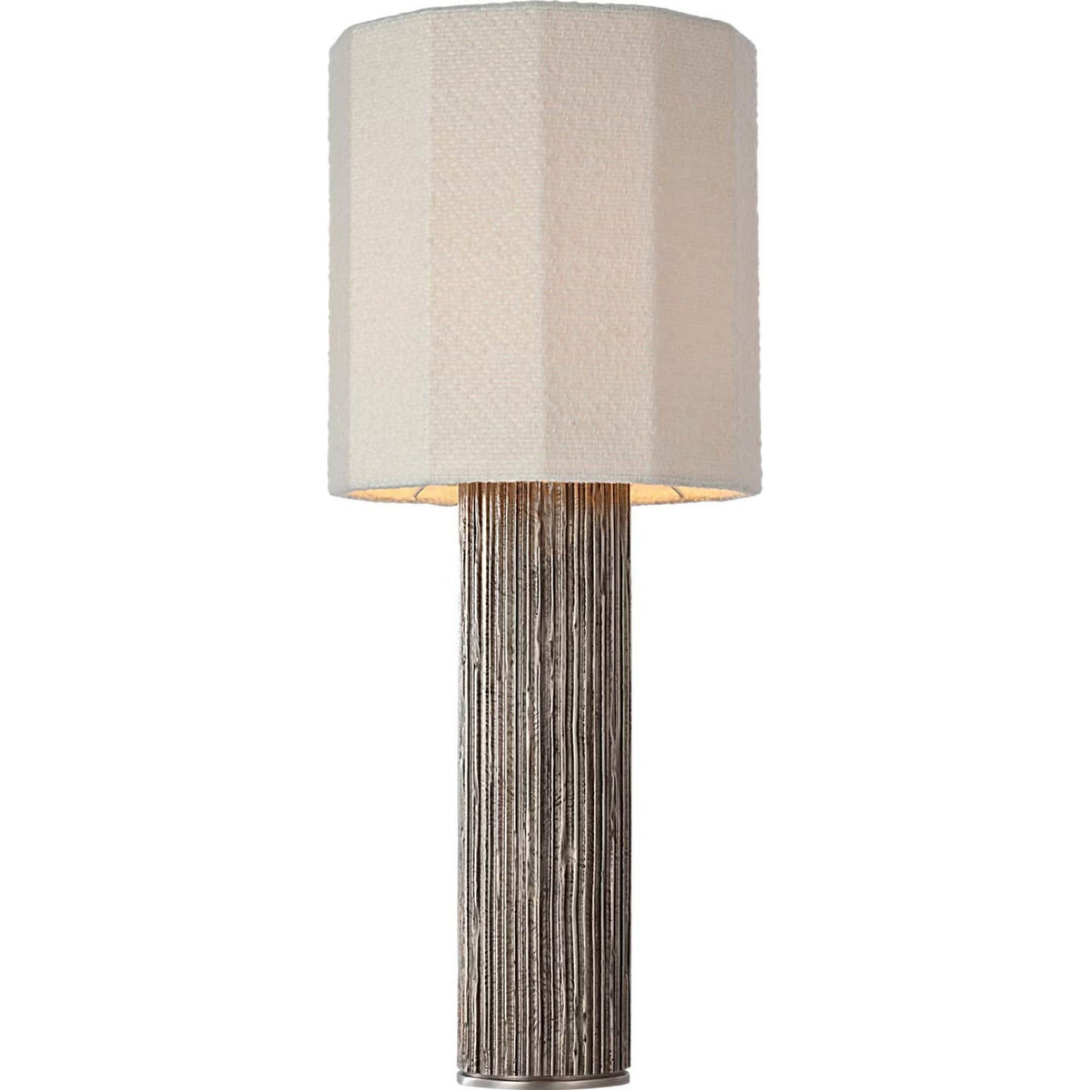 Anne-Marie Barton Fumar 29" Table Lamp in Ridged Graphite with BouclÃ© Shade W13.5" x H29"
