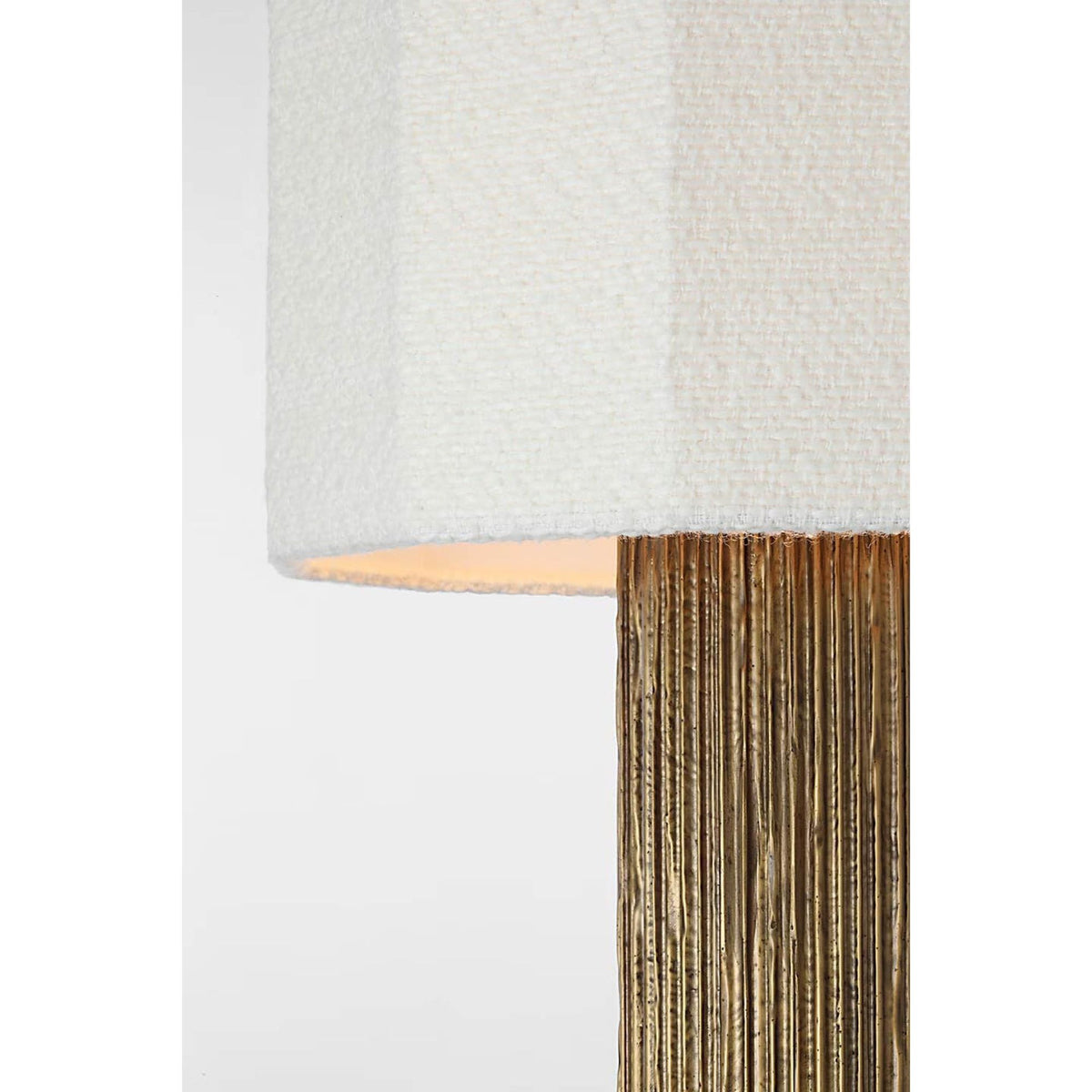 Anne-Marie Barton Fumar 29" Table Lamp in Ridged Tombac with BouclÃ© Shade W13.5" x H29"