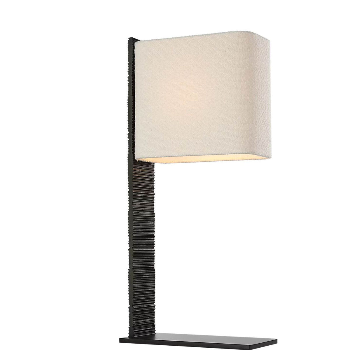 Anne-Marie Barton Fumar 34" Statement Table Lamp in Ridged Carbon with BouclÃ© Shade W8" x H34" x E15.5"