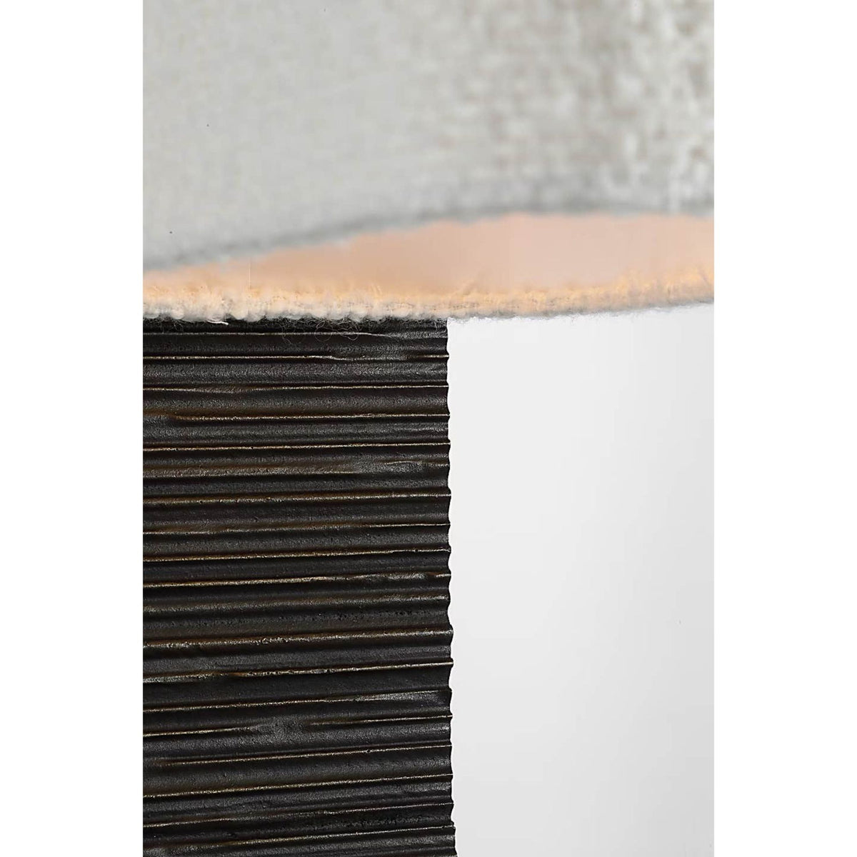 Anne-Marie Barton Fumar 34" Statement Table Lamp in Ridged Carbon with BouclÃ© Shade W8" x H34" x E15.5"