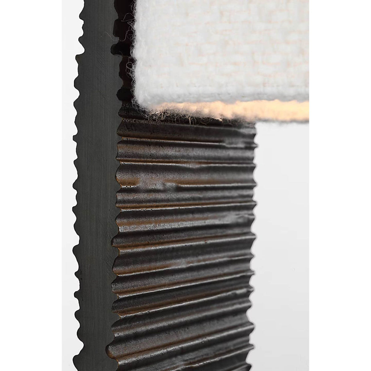 Anne-Marie Barton Fumar 34" Statement Table Lamp in Ridged Carbon with BouclÃ© Shade W8" x H34" x E15.5"