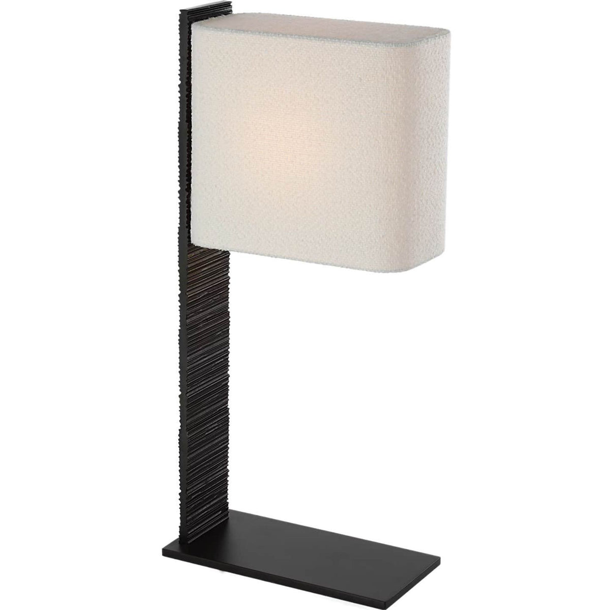 Anne-Marie Barton Fumar 34" Statement Table Lamp in Ridged Carbon with BouclÃ© Shade W8" x H34" x E15.5"