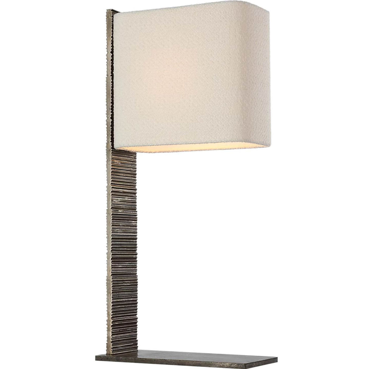 Anne-Marie Barton Fumar 34" Statement Table Lamp in Ridged Graphite with BouclÃ© Shade W8" x H34" x E15.5"