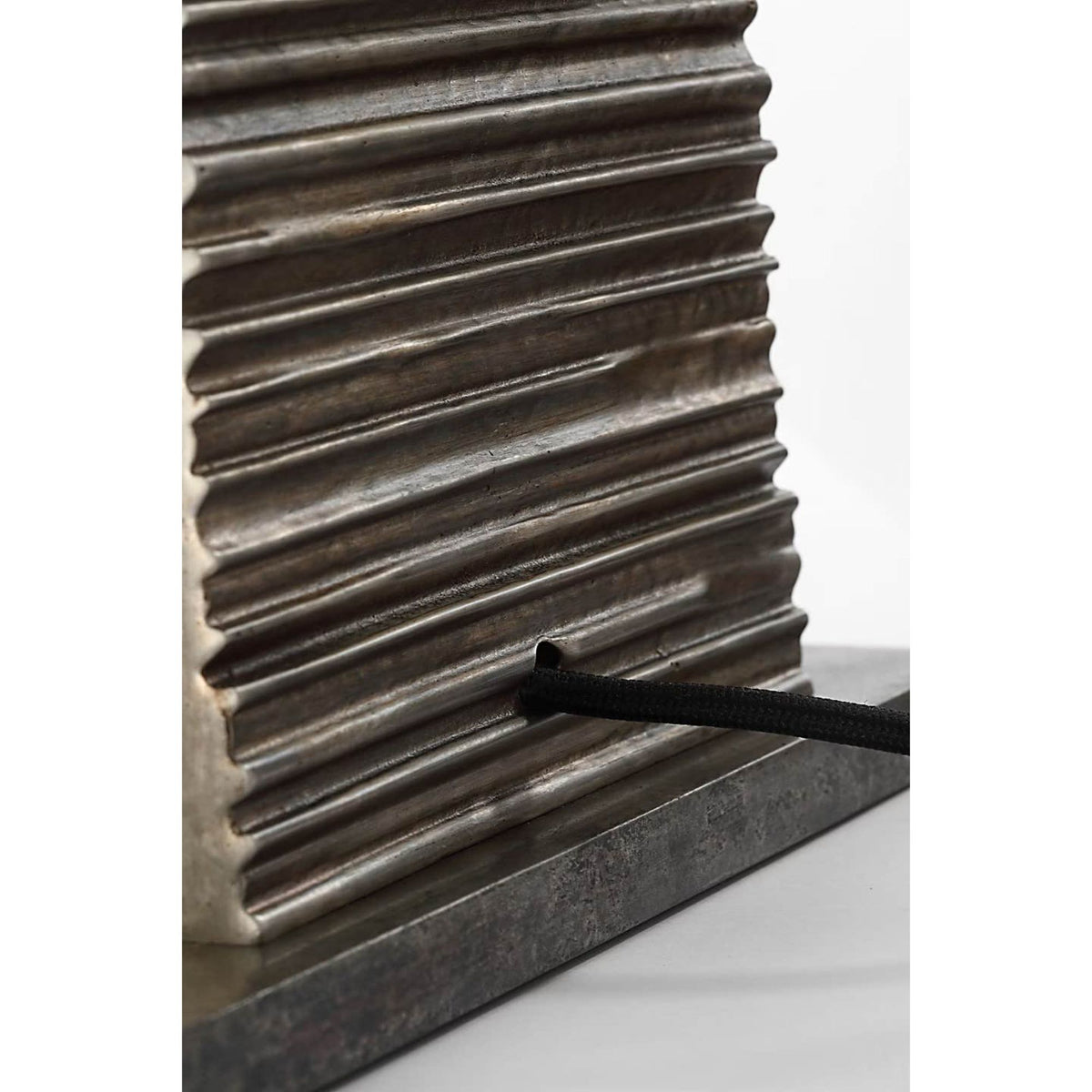 Anne-Marie Barton Fumar 34" Statement Table Lamp in Ridged Graphite with BouclÃ© Shade W8" x H34" x E15.5"