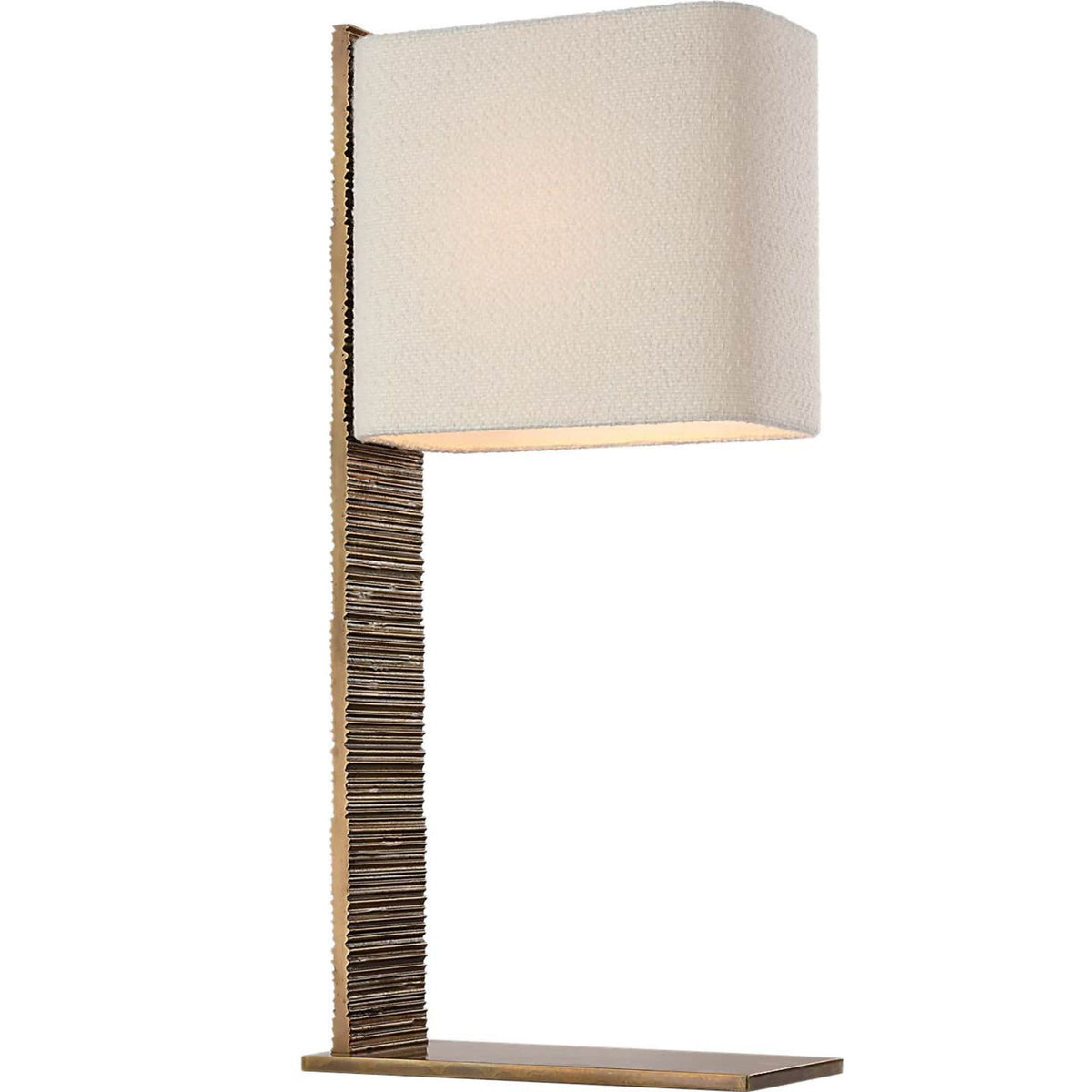 Anne-Marie Barton Fumar 34" Statement Table Lamp in Ridged Tombac with BouclÃ© Shade W8" x H34" x E15.5"