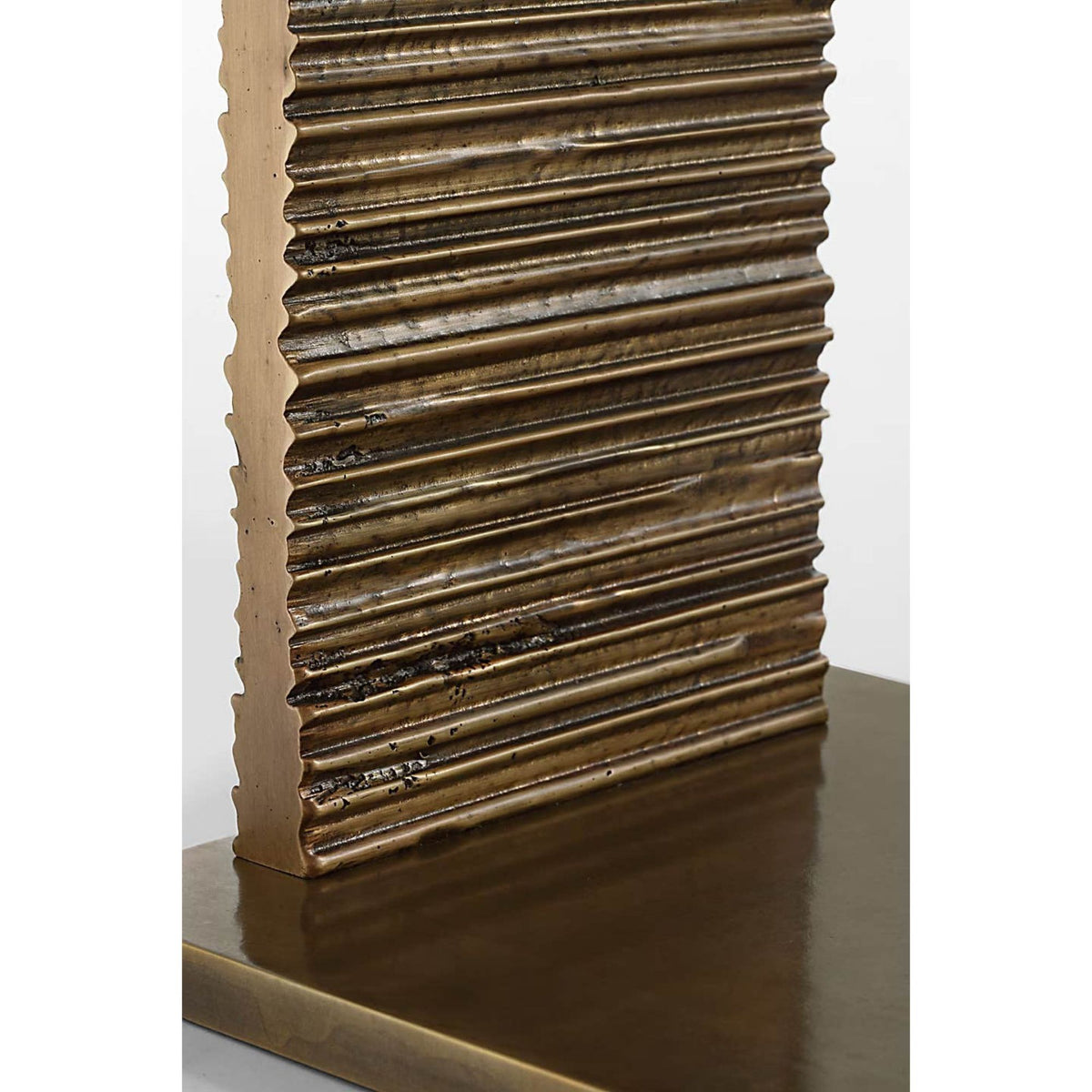 Anne-Marie Barton Fumar 34" Statement Table Lamp in Ridged Tombac with BouclÃ© Shade W8" x H34" x E15.5"
