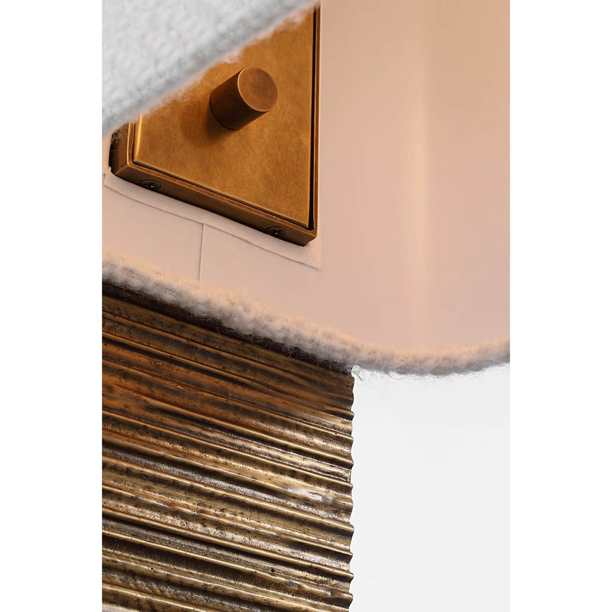 Anne-Marie Barton Fumar 34" Statement Table Lamp in Ridged Tombac with BouclÃ© Shade W8" x H34" x E15.5"
