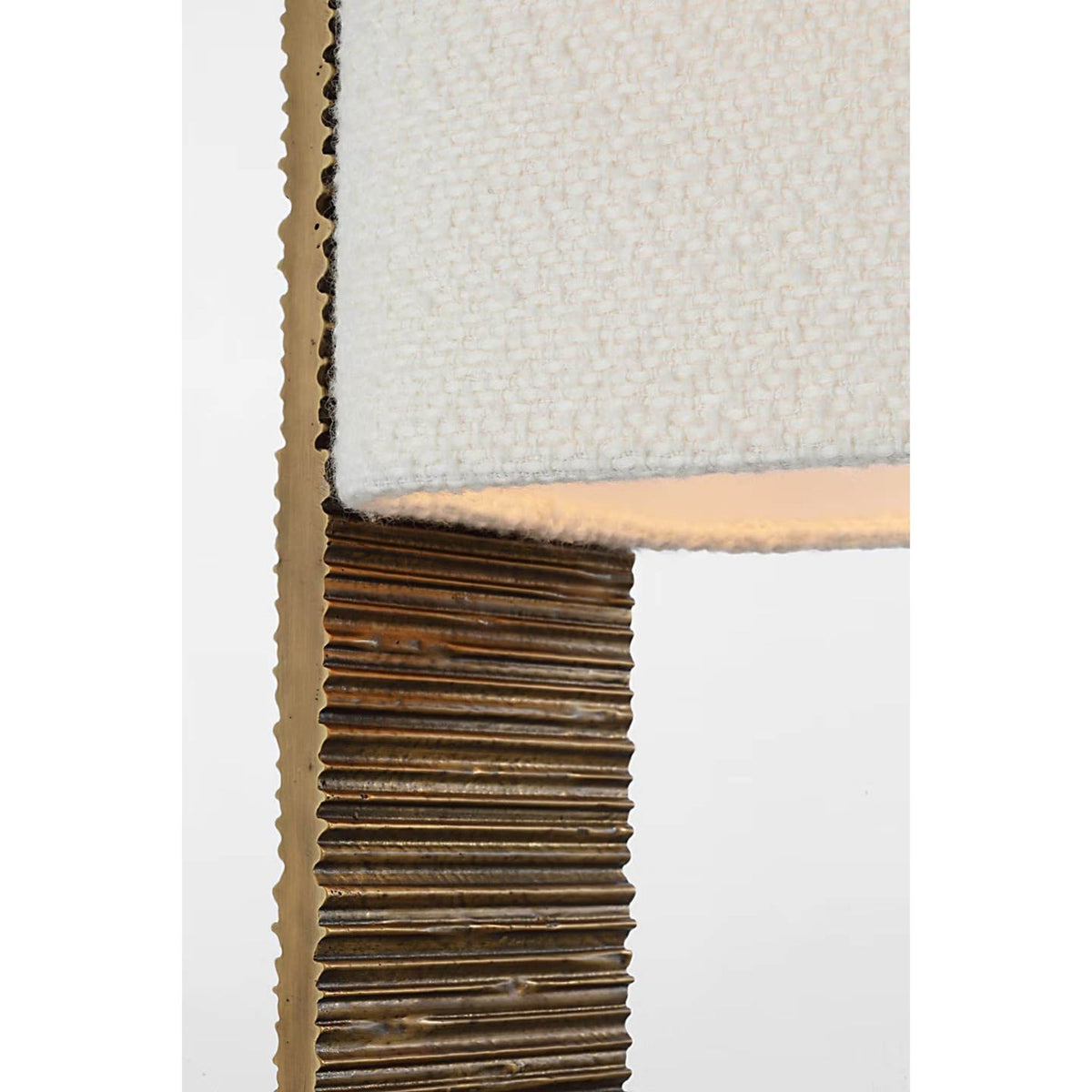 Anne-Marie Barton Fumar 34" Statement Table Lamp in Ridged Tombac with BouclÃ© Shade W8" x H34" x E15.5"