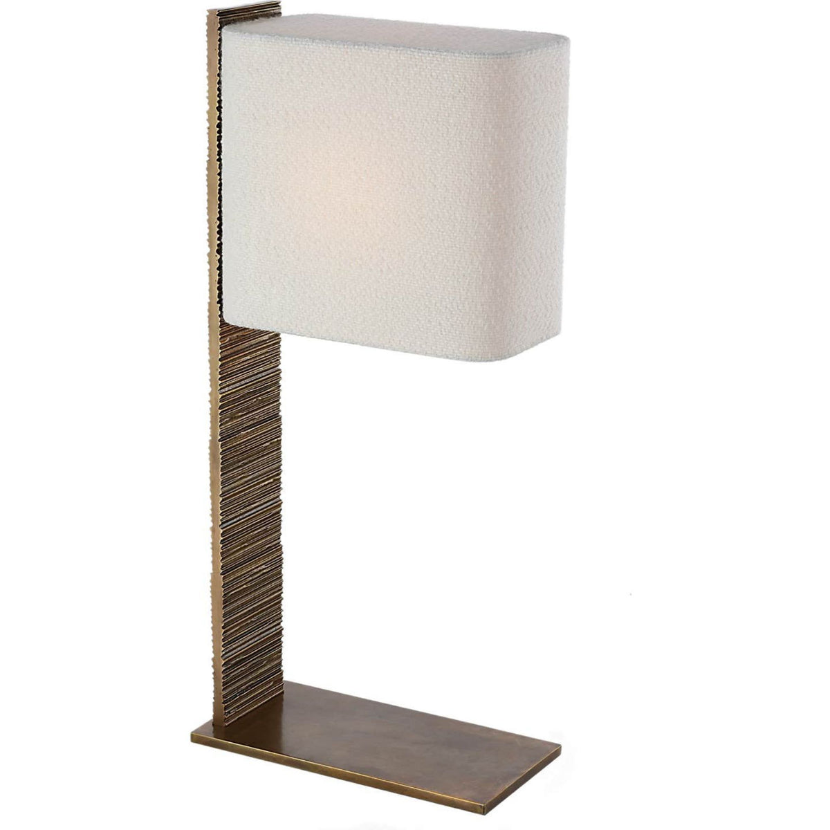 Anne-Marie Barton Fumar 34" Statement Table Lamp in Ridged Tombac with BouclÃ© Shade W8" x H34" x E15.5"