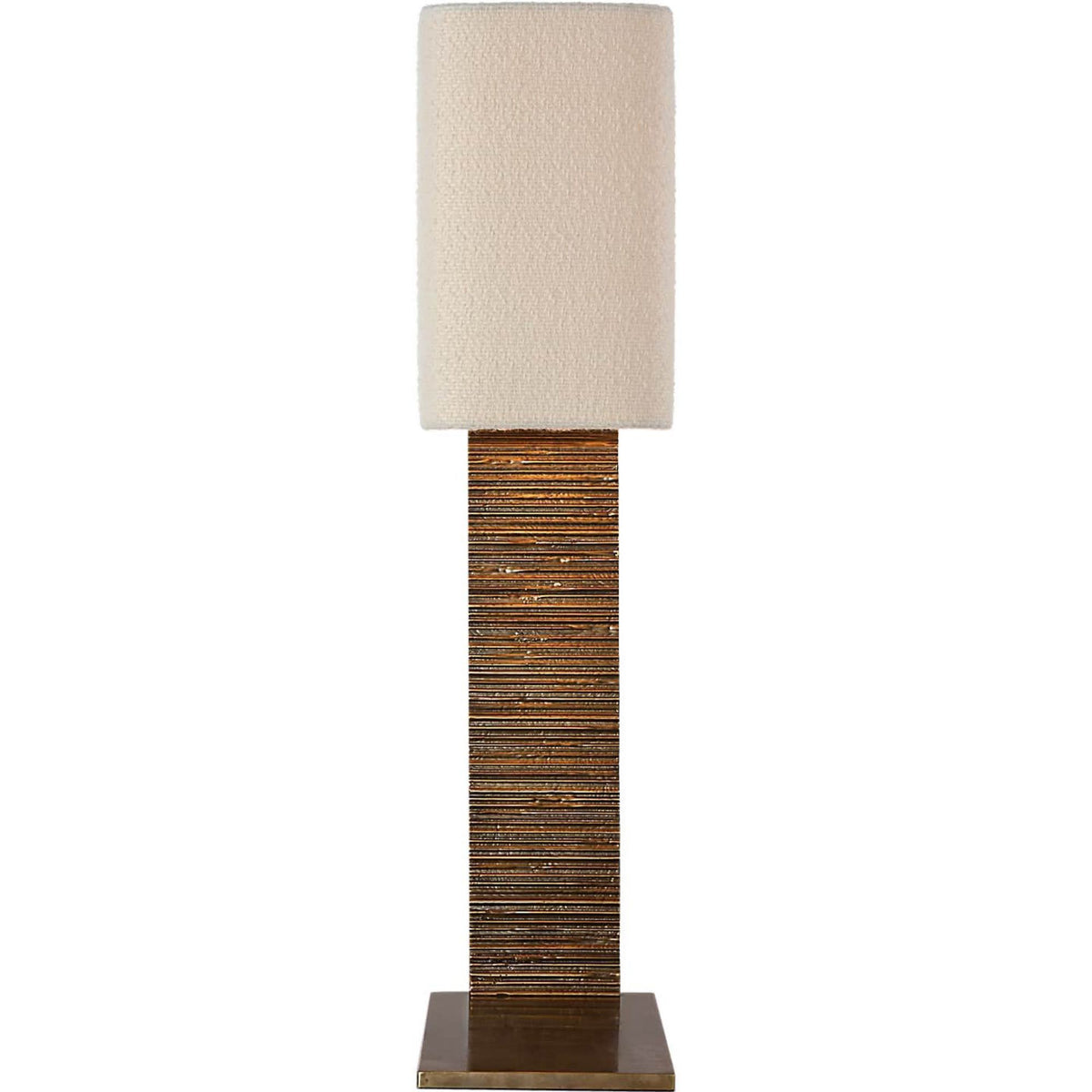 Anne-Marie Barton Fumar 34" Statement Table Lamp in Ridged Tombac with BouclÃ© Shade W8" x H34" x E15.5"