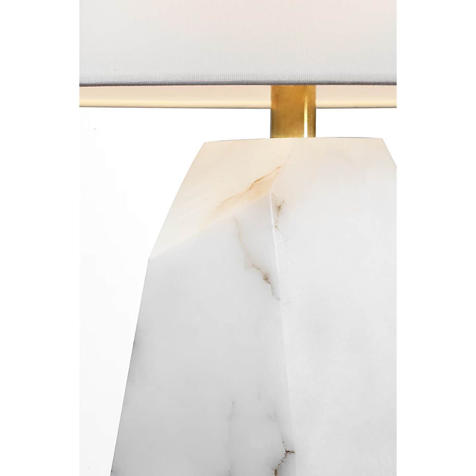Anne-Marie Barton Crystallo 32" Faceted Table Lamp in Alabaster with Linen Shade W18" x H31.5"