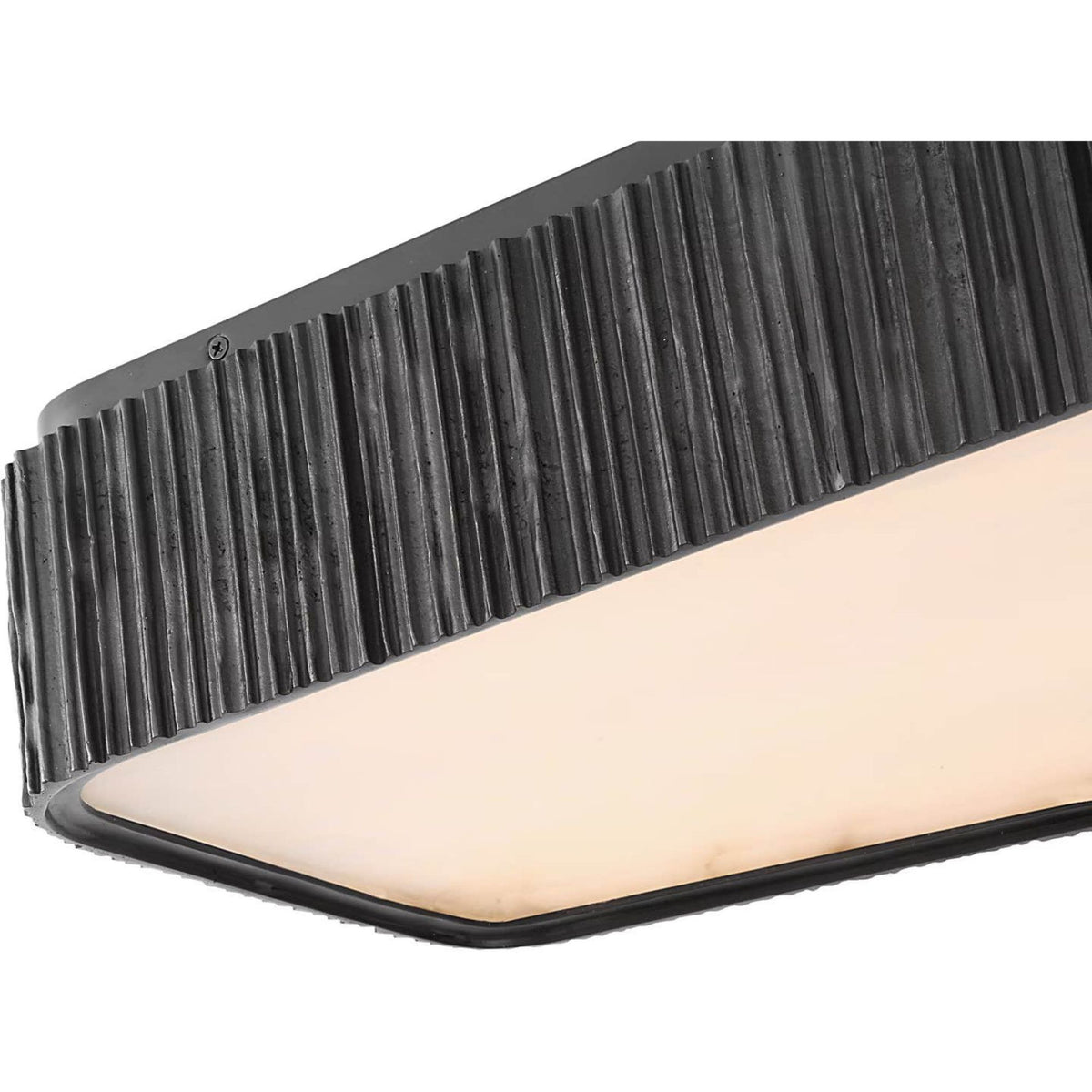 Anne-Marie Barton Fumar 21" Asymmetrical Flush Mount in Ridged Carbon with Alabaster W21" x H4.5"