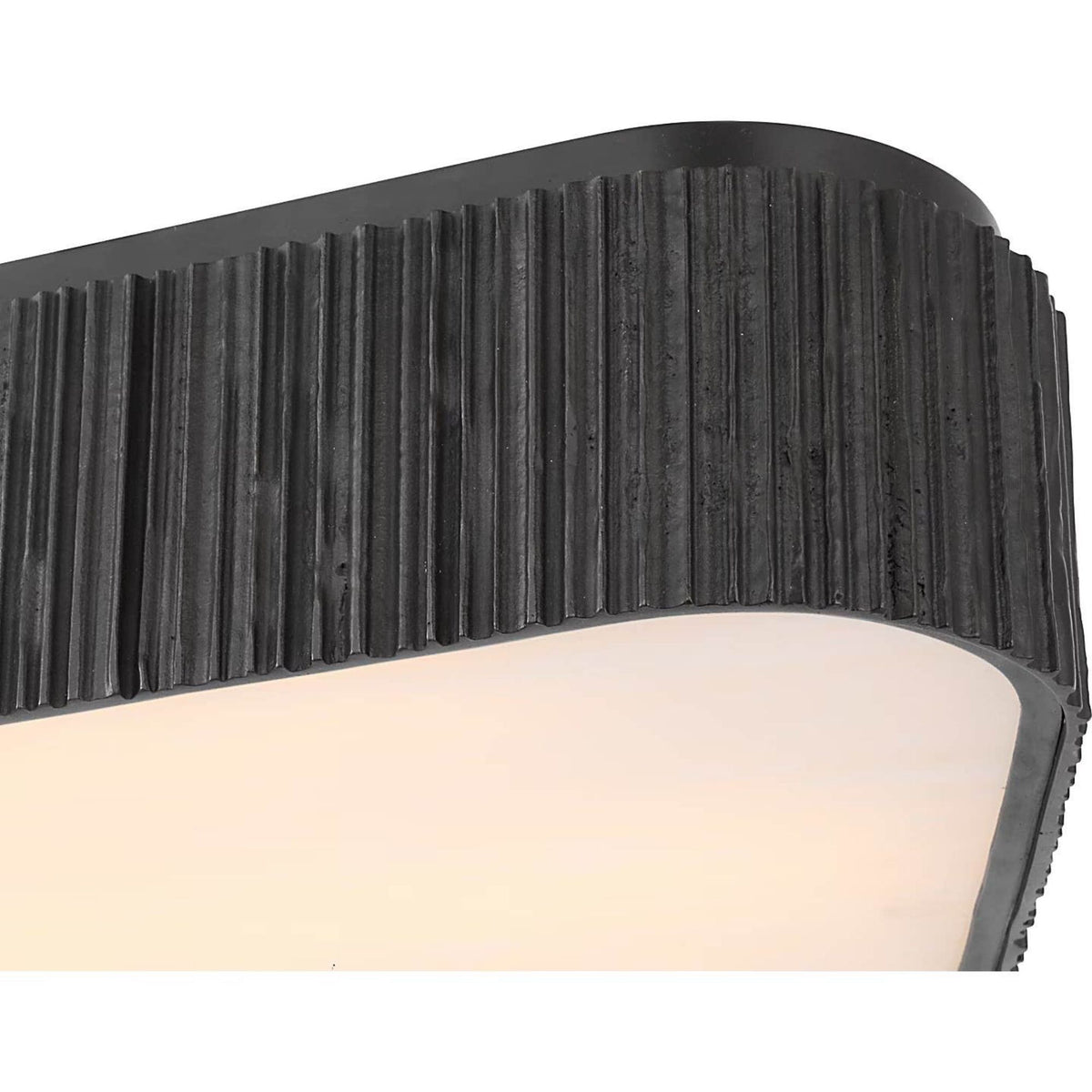 Anne-Marie Barton Fumar 21" Asymmetrical Flush Mount in Ridged Carbon with Alabaster W21" x H4.5"