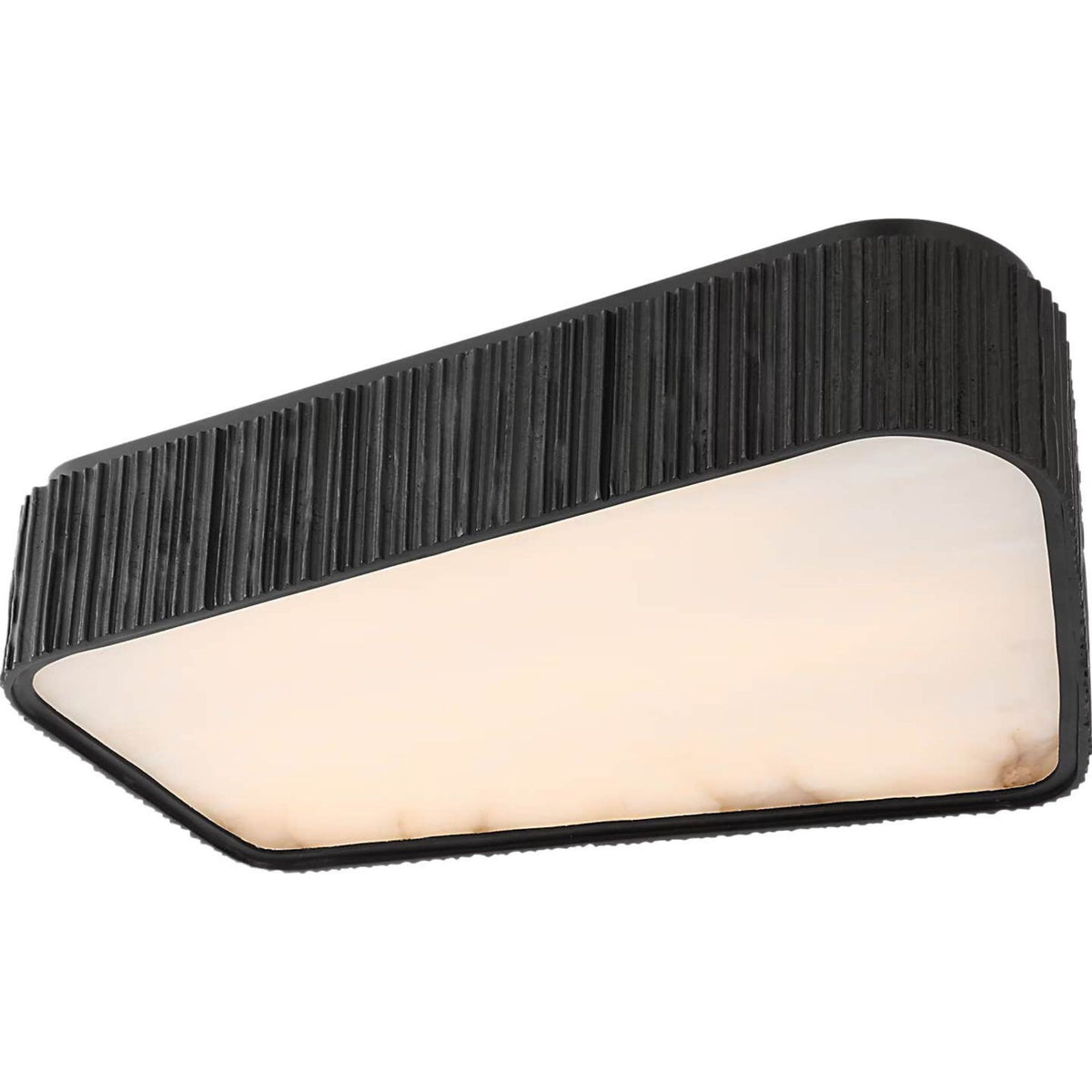 Anne-Marie Barton Fumar 21" Asymmetrical Flush Mount in Ridged Carbon with Alabaster W21" x H4.5"