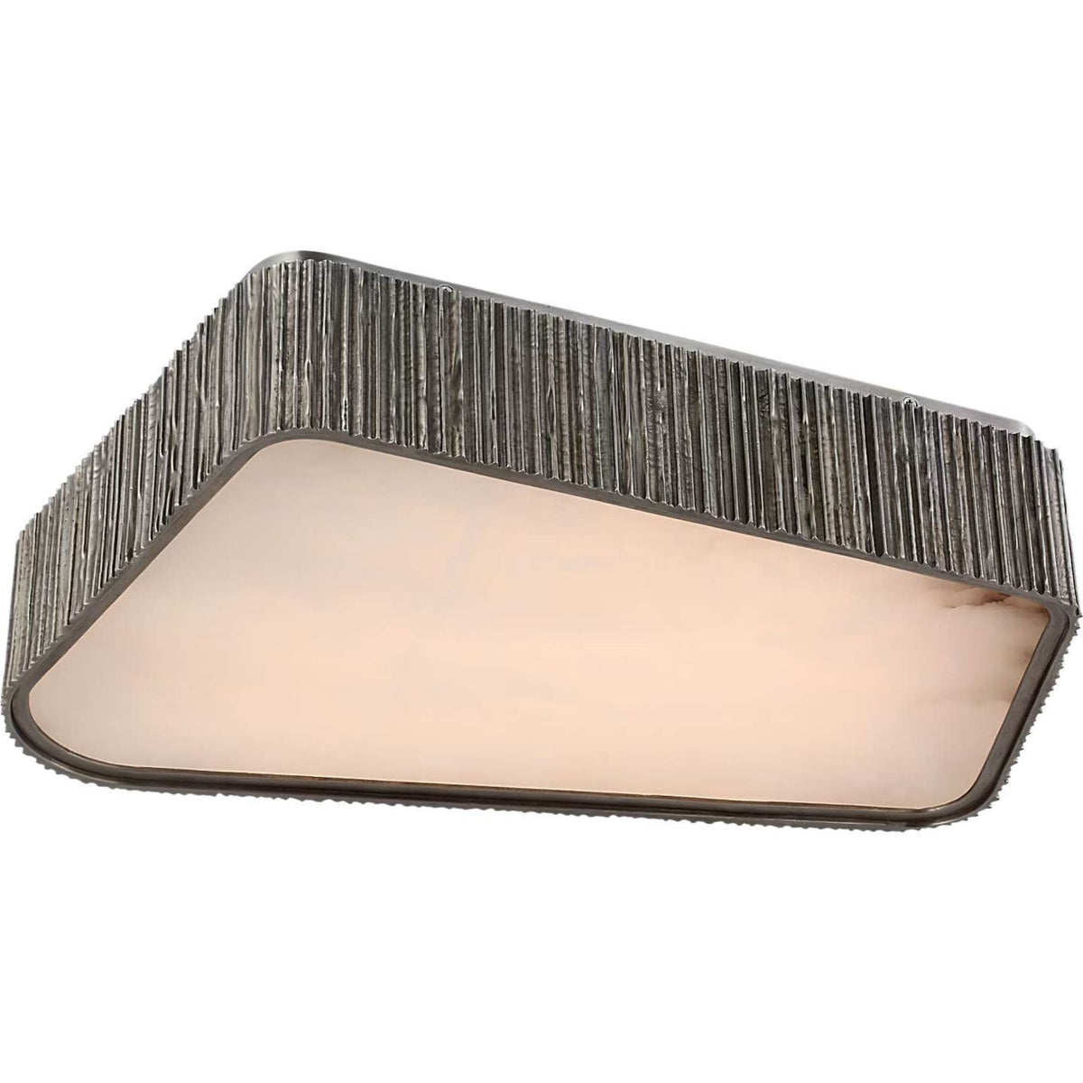 Anne-Marie Barton Fumar 21" Asymmetrical Flush Mount in Ridged Graphite with Alabaster W21" x H4.5"