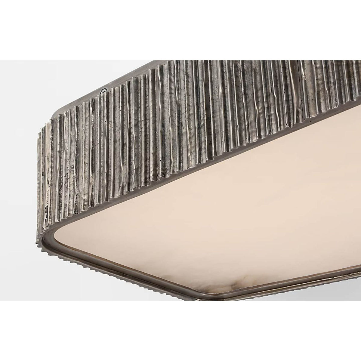 Anne-Marie Barton Fumar 21" Asymmetrical Flush Mount in Ridged Graphite with Alabaster W21" x H4.5"