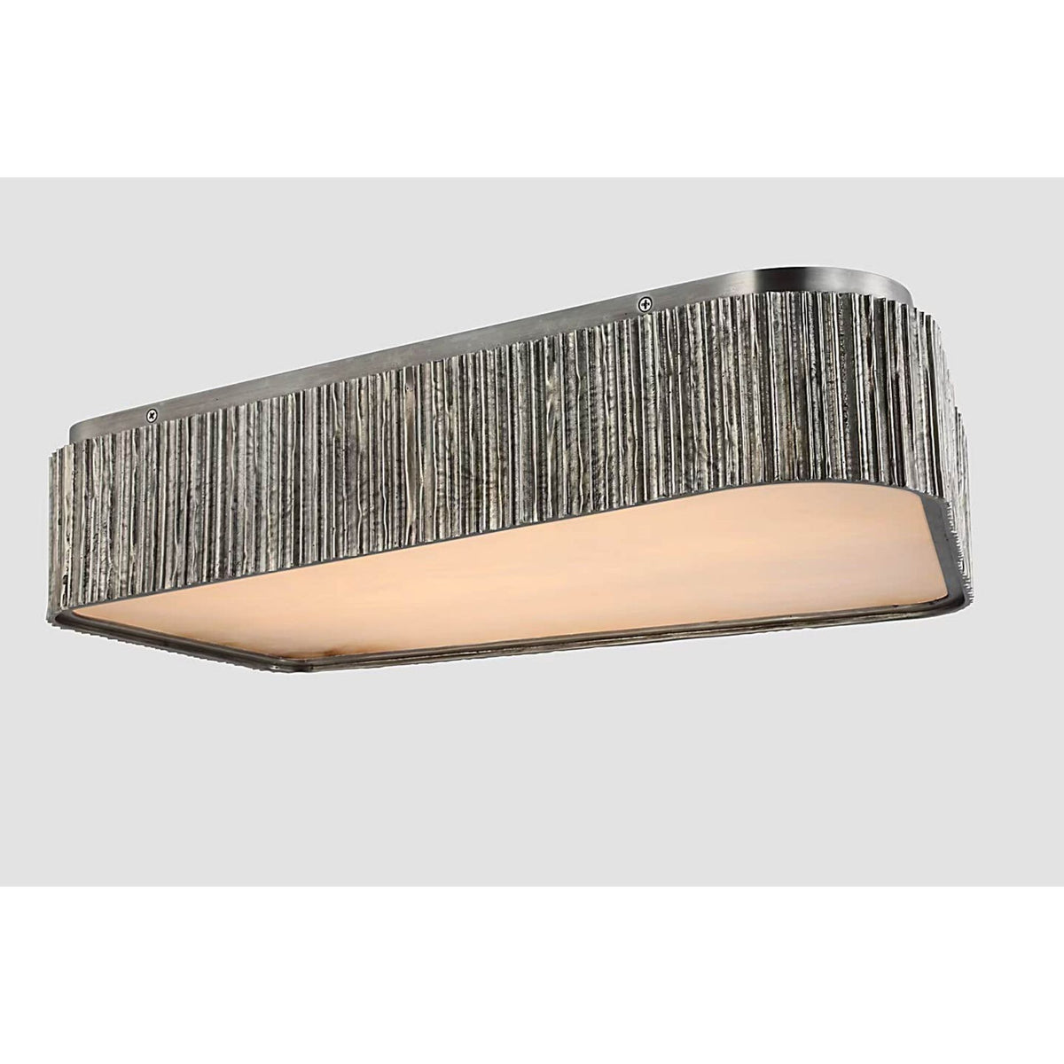 Anne-Marie Barton Fumar 21" Asymmetrical Flush Mount in Ridged Graphite with Alabaster W21" x H4.5"