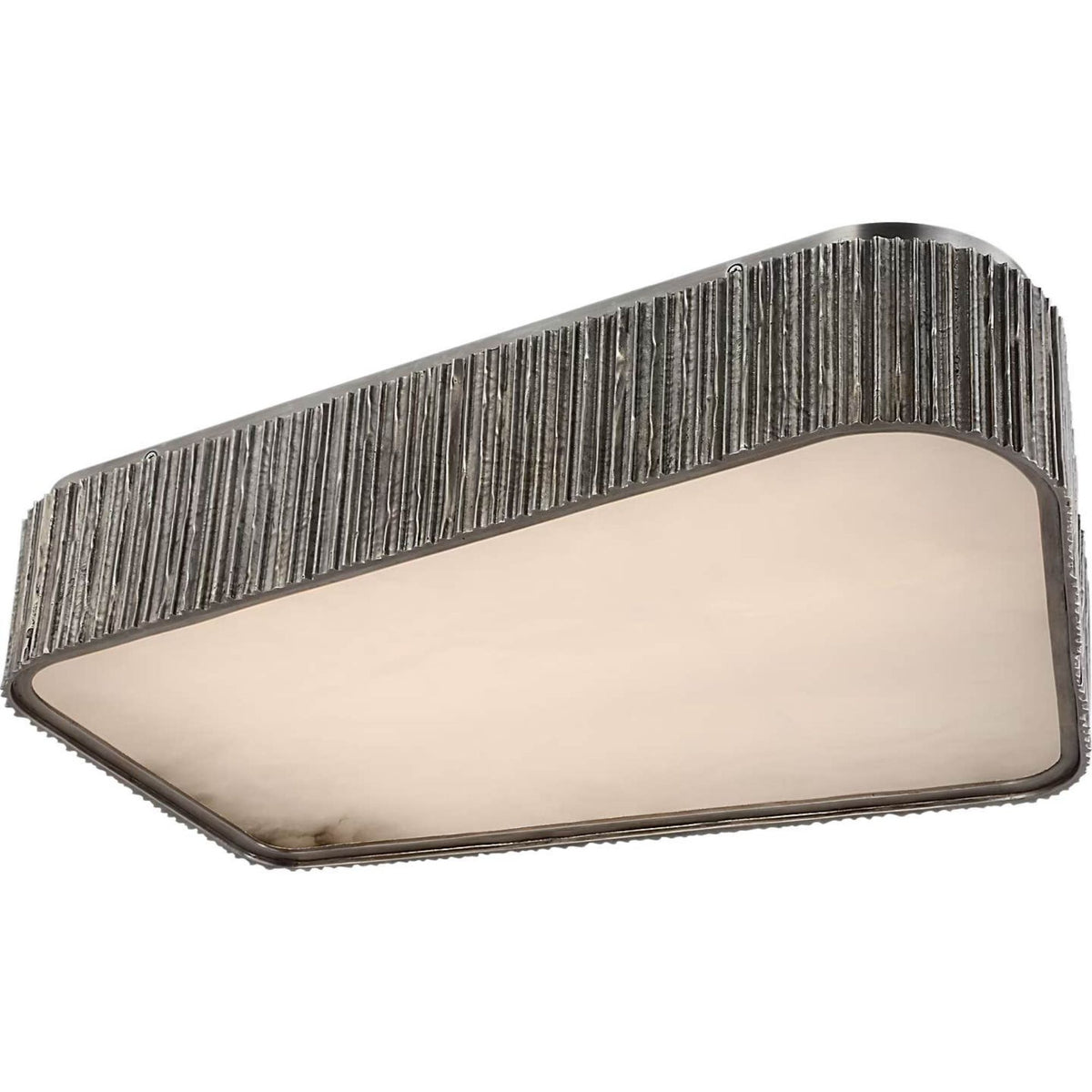 Anne-Marie Barton Fumar 21" Asymmetrical Flush Mount in Ridged Graphite with Alabaster W21" x H4.5"