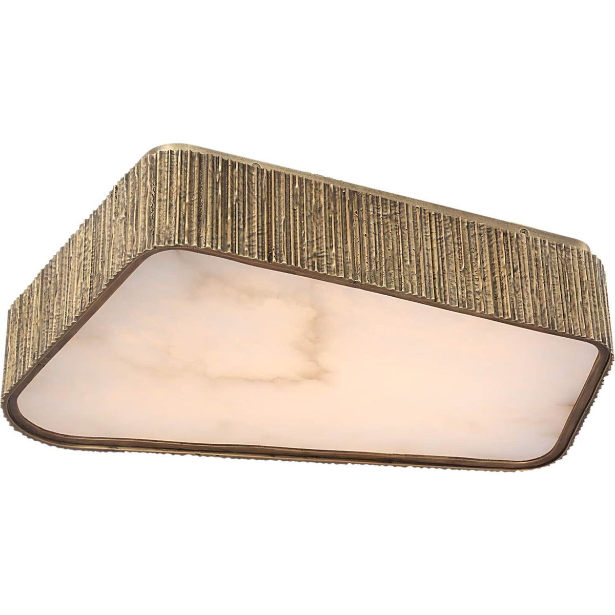 Anne-Marie Barton Fumar 21" Asymmetrical Flush Mount in Ridged Tombac with Alabaster W21" x H4.5"