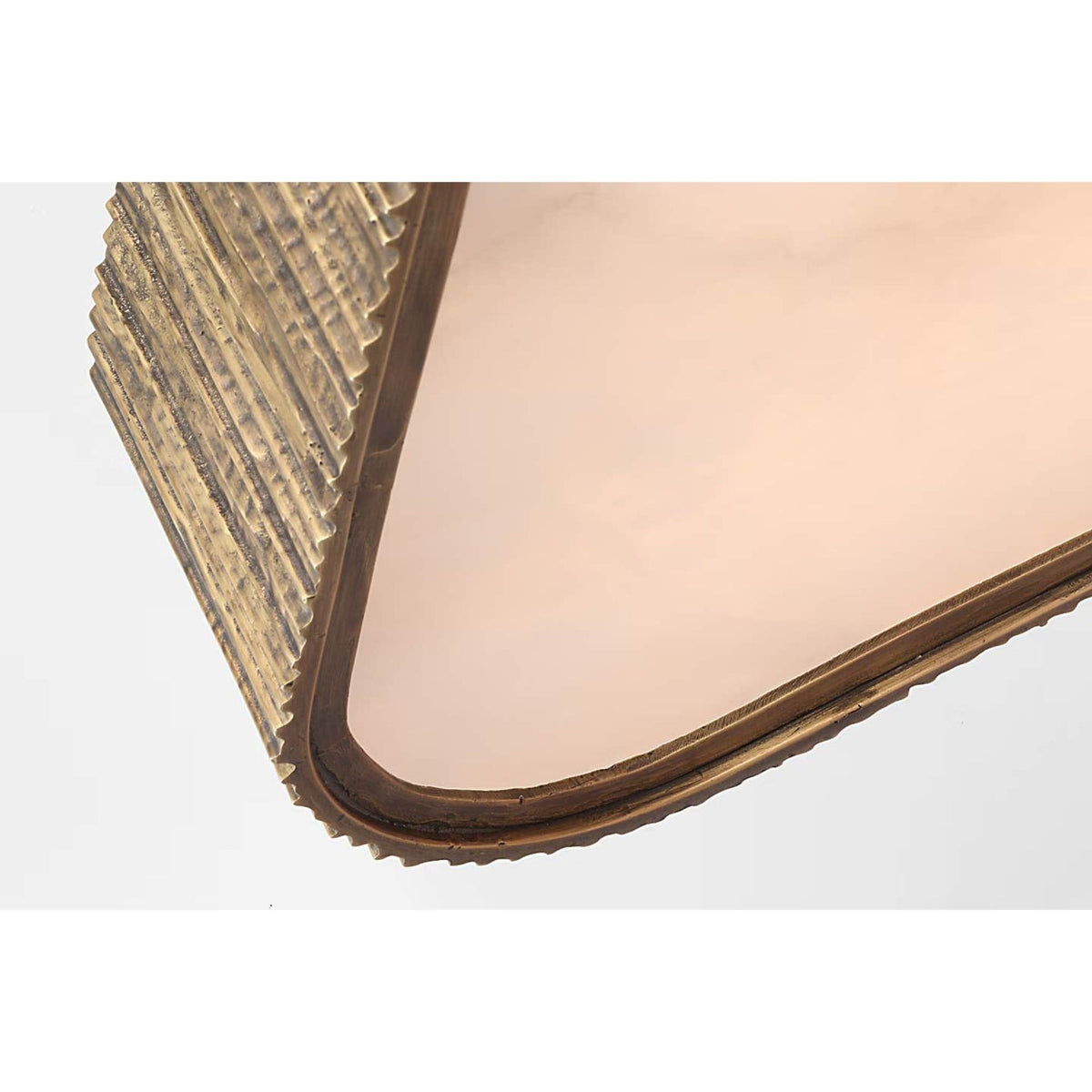 Anne-Marie Barton Fumar 21" Asymmetrical Flush Mount in Ridged Tombac with Alabaster W21" x H4.5"
