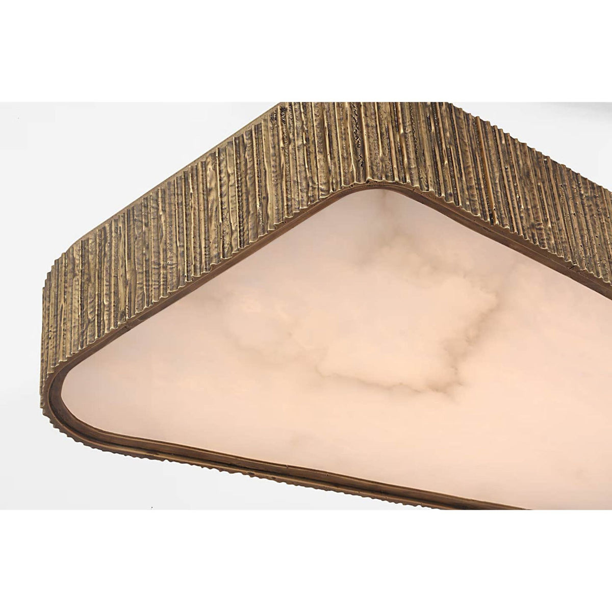 Anne-Marie Barton Fumar 21" Asymmetrical Flush Mount in Ridged Tombac with Alabaster W21" x H4.5"