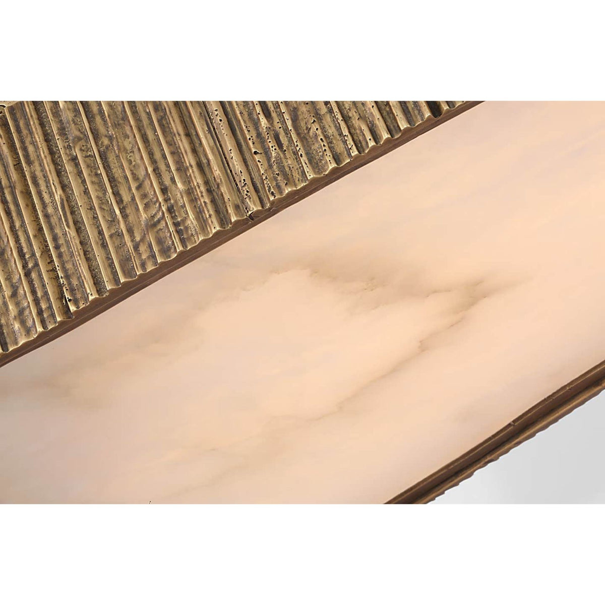 Anne-Marie Barton Fumar 21" Asymmetrical Flush Mount in Ridged Tombac with Alabaster W21" x H4.5"