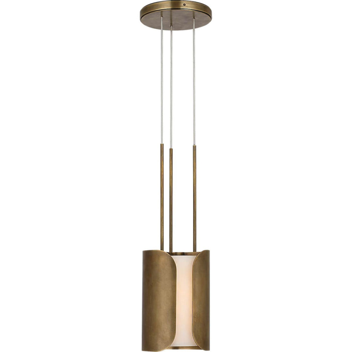 Anne-Marie Barton Armise 8" Pendant in Mottled Brass with Alabaster W7.5"