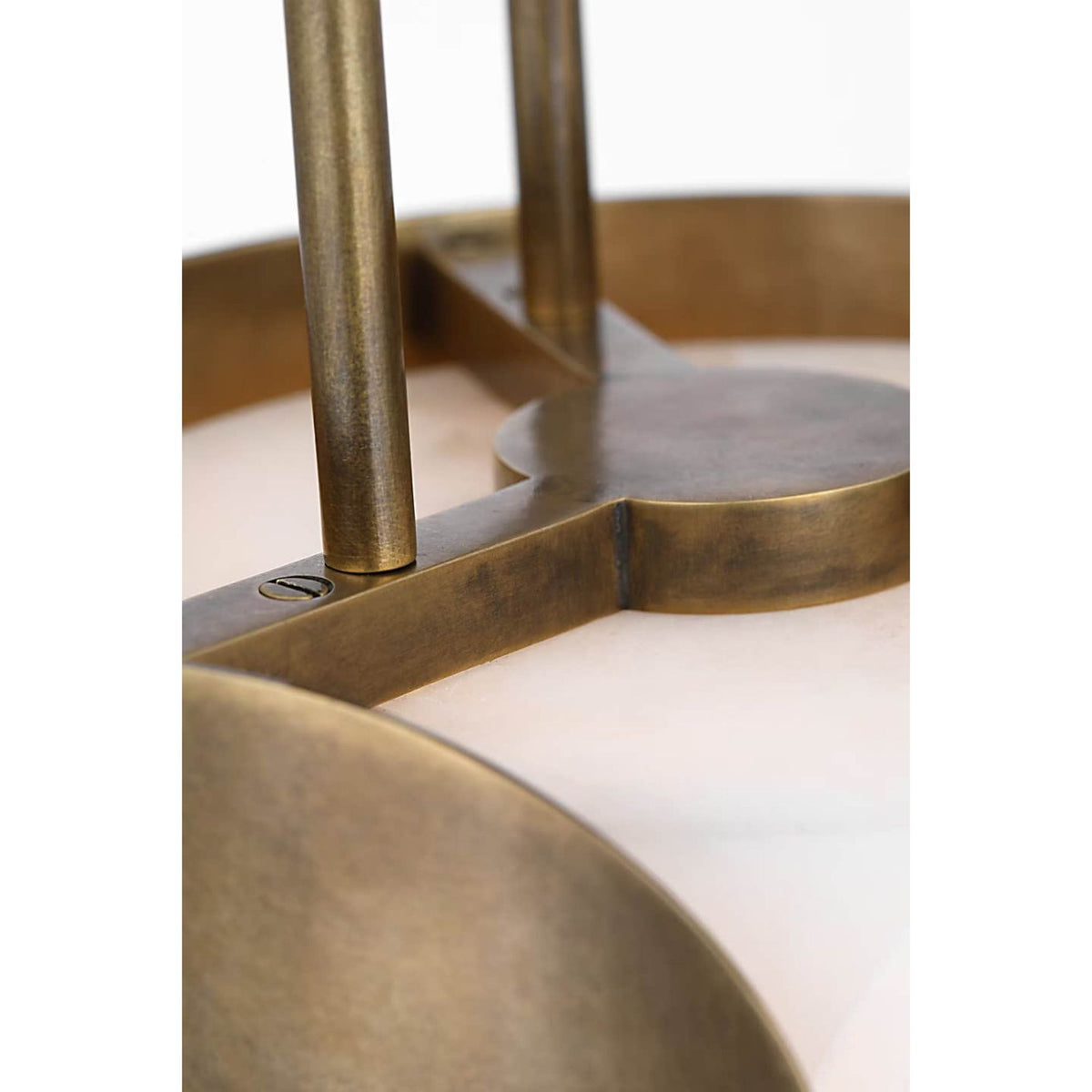 Anne-Marie Barton Armise 8" Pendant in Mottled Brass with Alabaster W7.5"
