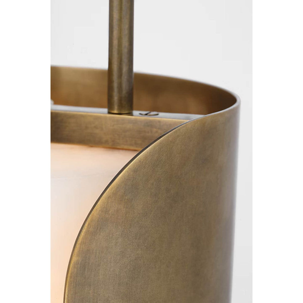 Anne-Marie Barton Armise 8" Pendant in Mottled Brass with Alabaster W7.5"