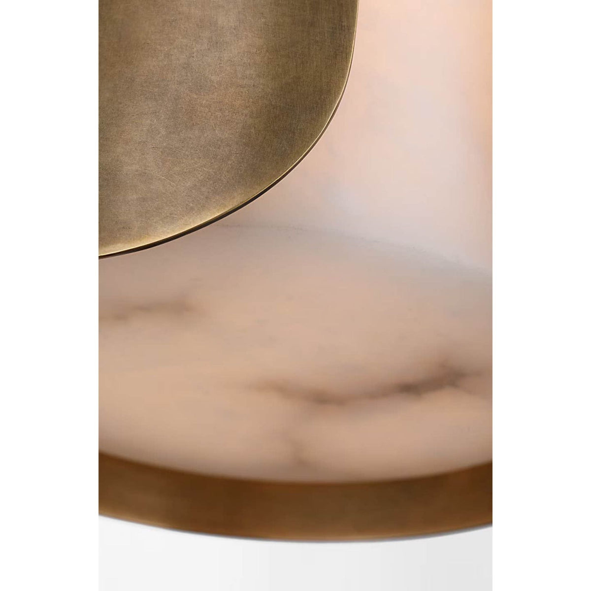 Anne-Marie Barton Armise 8" Pendant in Mottled Brass with Alabaster W7.5"