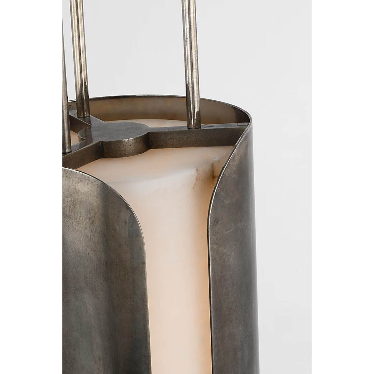 Anne-Marie Barton Armise 8" Pendant in Mottled Pewter with Alabaster W7.5"