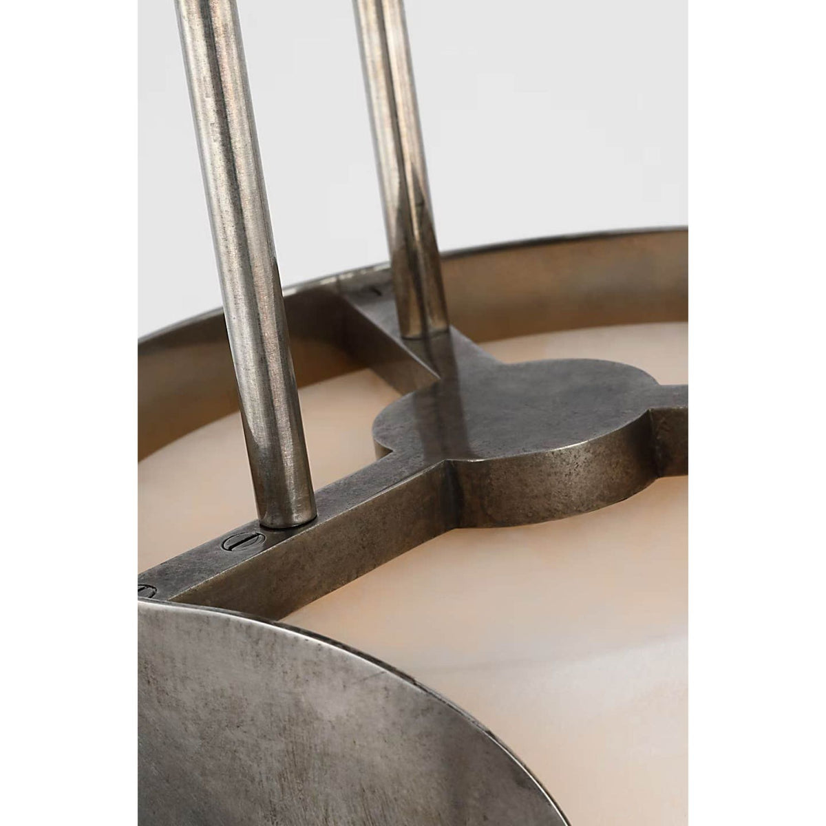 Anne-Marie Barton Armise 8" Pendant in Mottled Pewter with Alabaster W7.5"