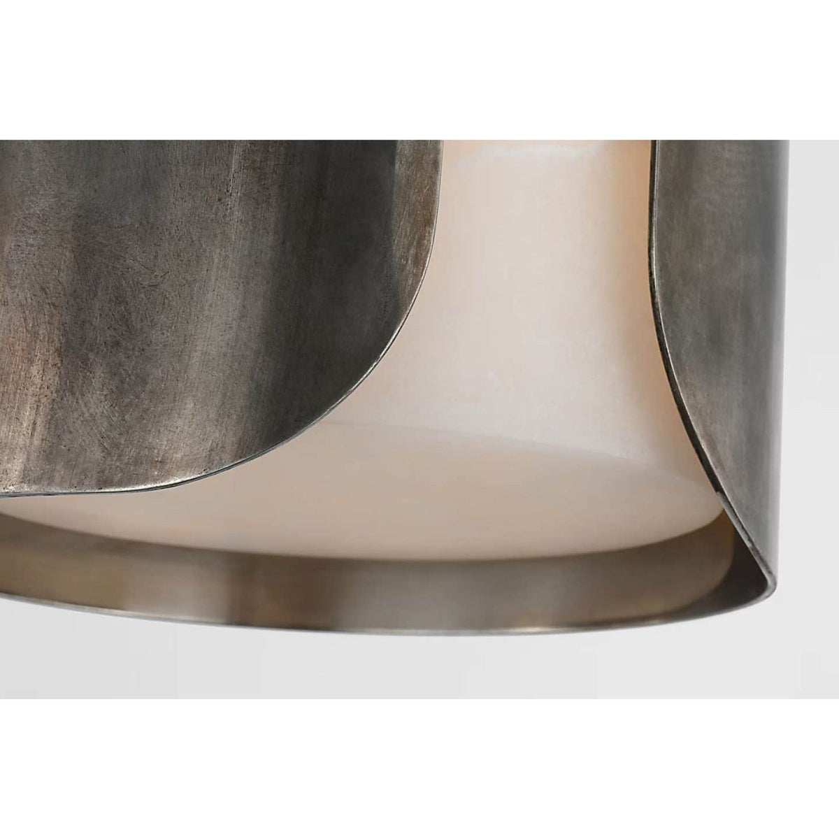 Anne-Marie Barton Armise 8" Pendant in Mottled Pewter with Alabaster W7.5"