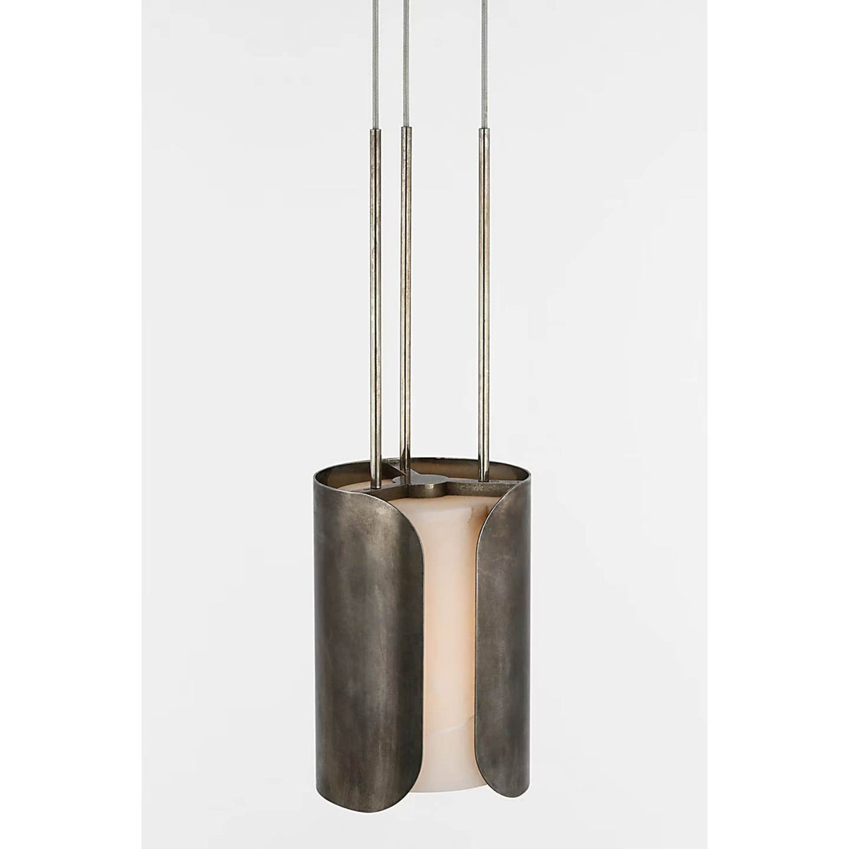 Anne-Marie Barton Armise 8" Pendant in Mottled Pewter with Alabaster W7.5"