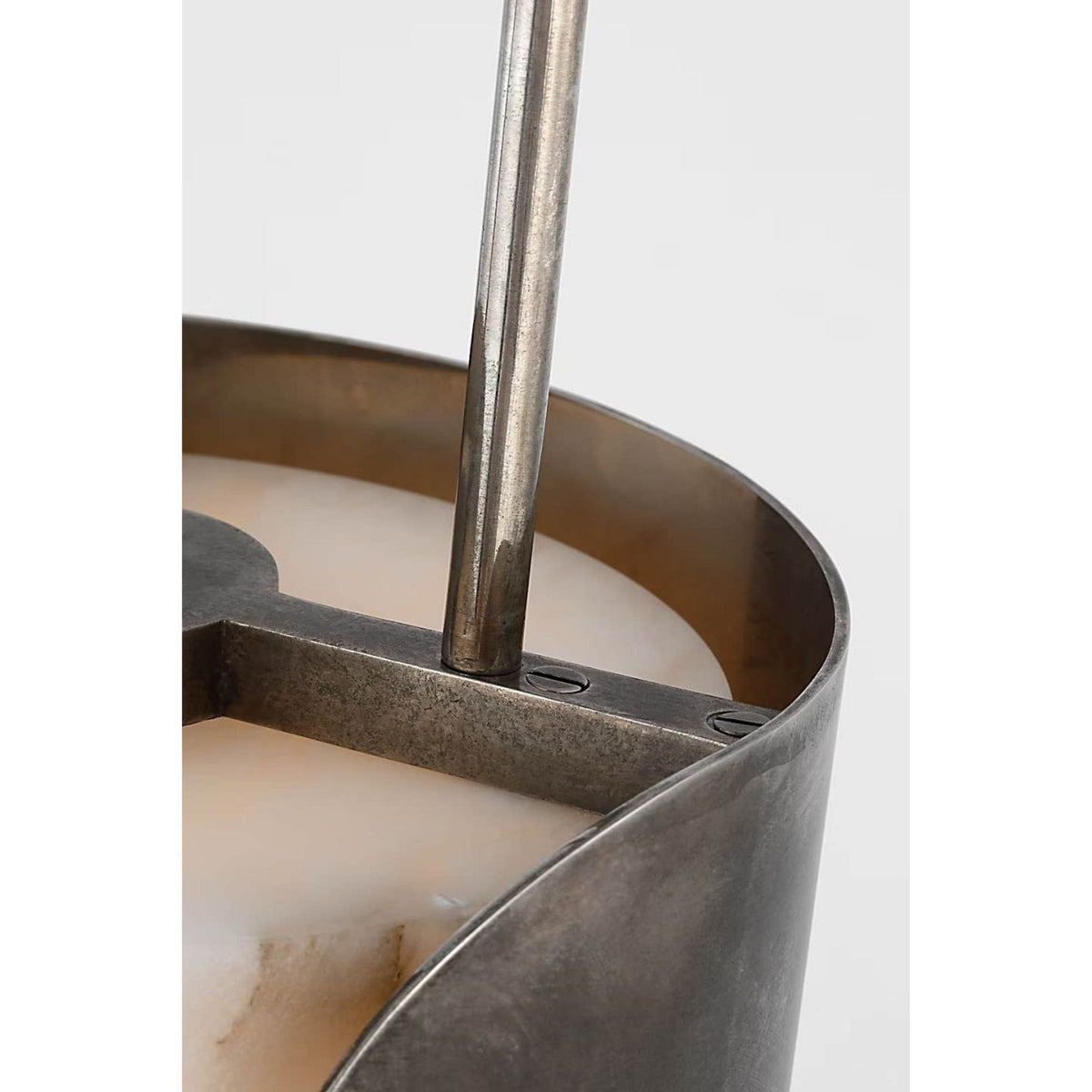Anne-Marie Barton Armise 8" Pendant in Mottled Pewter with Alabaster W7.5"