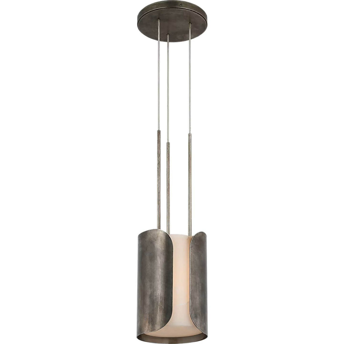 Anne-Marie Barton Armise 8" Pendant in Mottled Pewter with Alabaster W7.5"