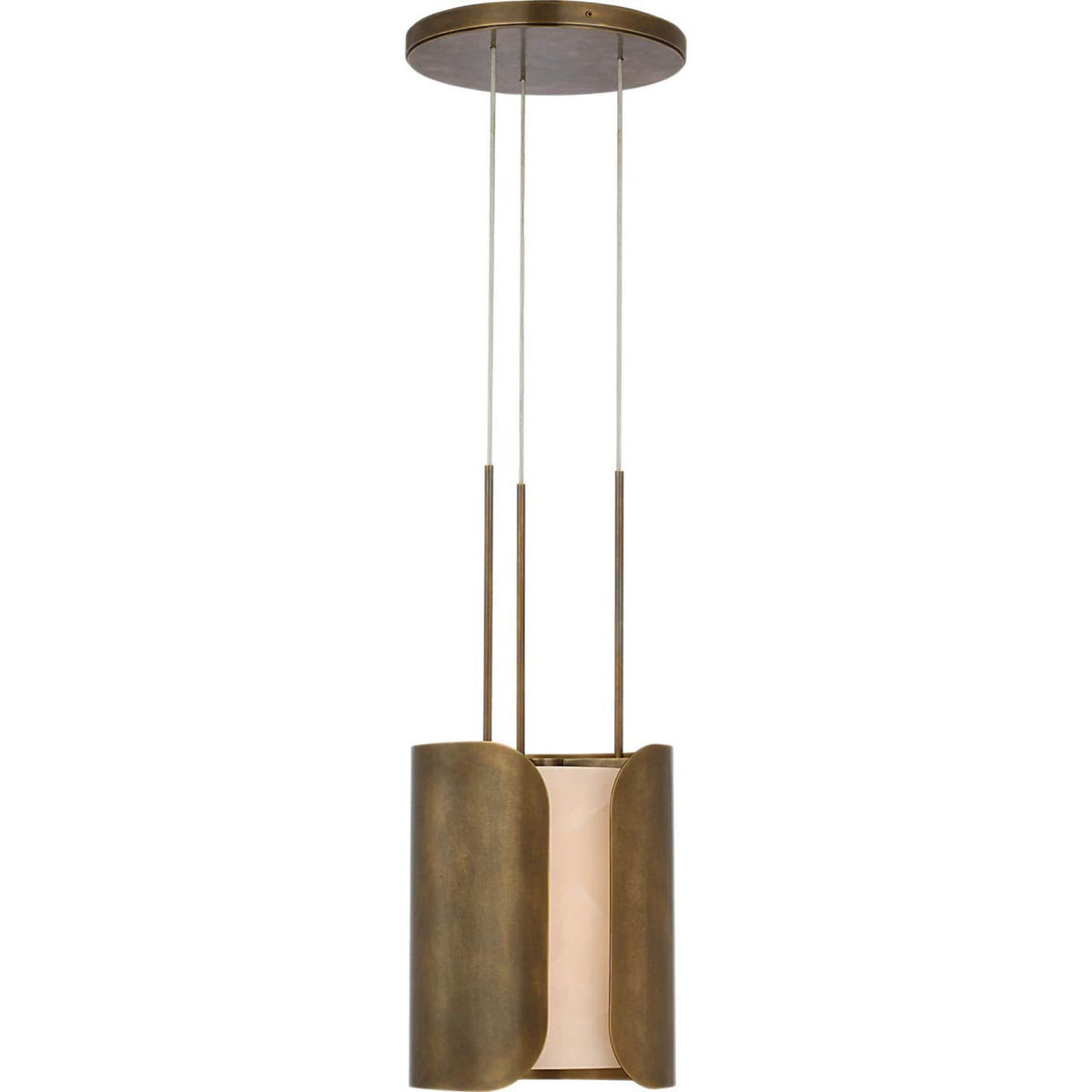 Anne-Marie Barton Armise 11" Pendant in Mottled Brass with Alabaster W11"