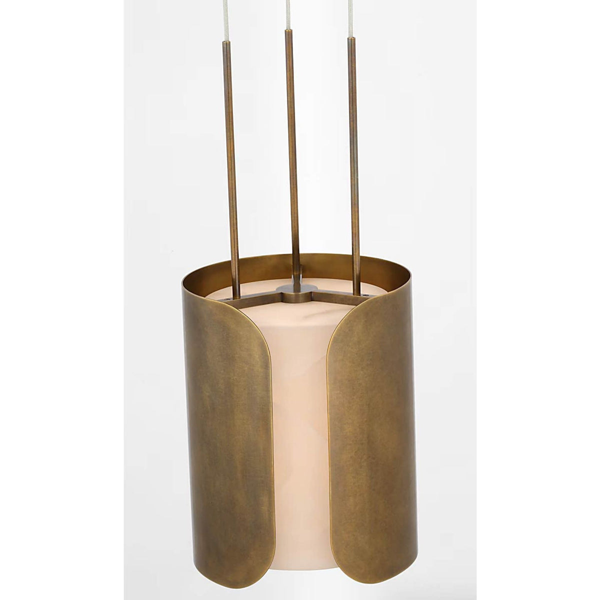 Anne-Marie Barton Armise 11" Pendant in Mottled Brass with Alabaster W11"