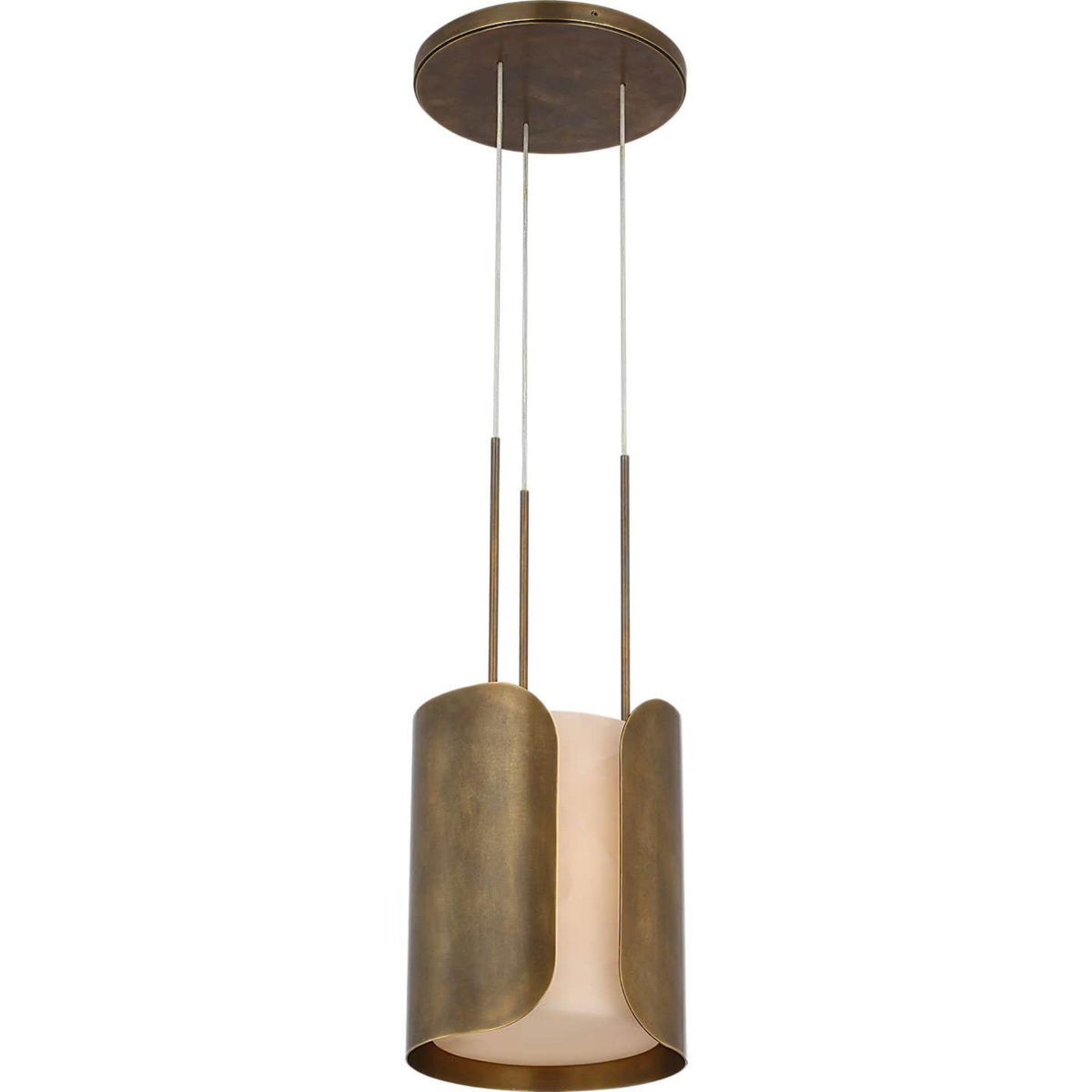 Anne-Marie Barton Armise 11" Pendant in Mottled Brass with Alabaster W11"