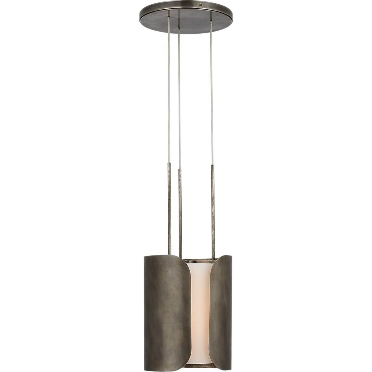 Anne-Marie Barton Armise 11" Pendant in Mottled Pewter with Alabaster W11"