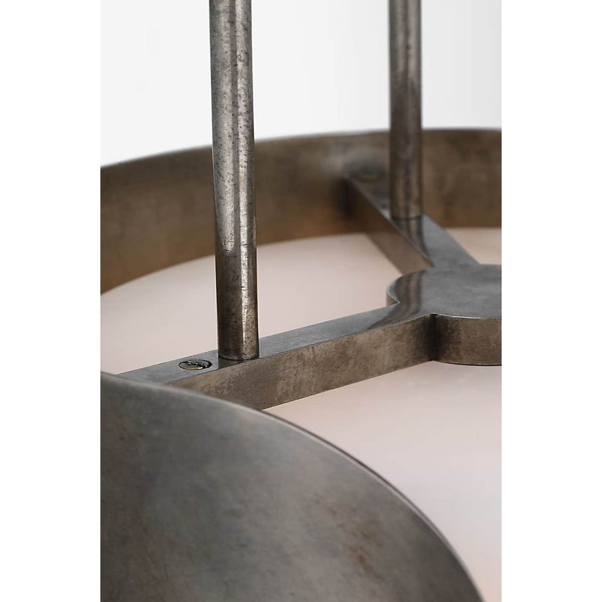 Anne-Marie Barton Armise 11" Pendant in Mottled Pewter with Alabaster W11"