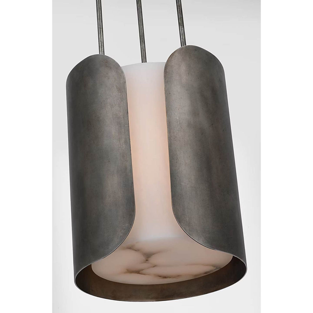 Anne-Marie Barton Armise 11" Pendant in Mottled Pewter with Alabaster W11"
