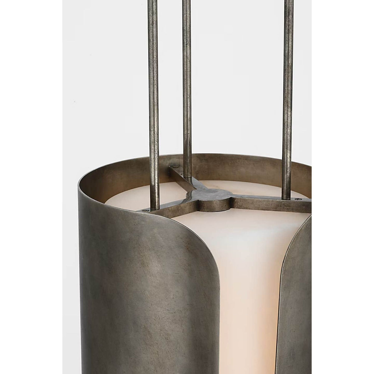 Anne-Marie Barton Armise 11" Pendant in Mottled Pewter with Alabaster W11"