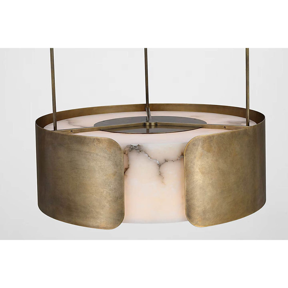 Anne-Marie Barton Armise 28" Drum Chandelier in Mottled Brass with Alabaster W27.5"