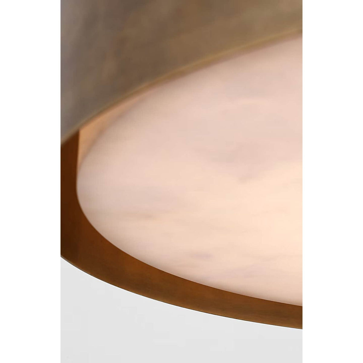 Anne-Marie Barton Armise 28" Drum Chandelier in Mottled Brass with Alabaster W27.5"