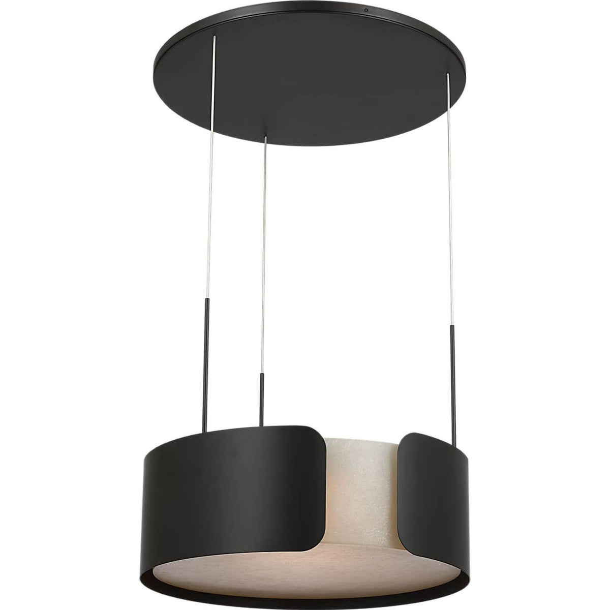 Anne-Marie Barton Armise 28" Drum Chandelier in Matte Carbon with Nova Frost W27.5"