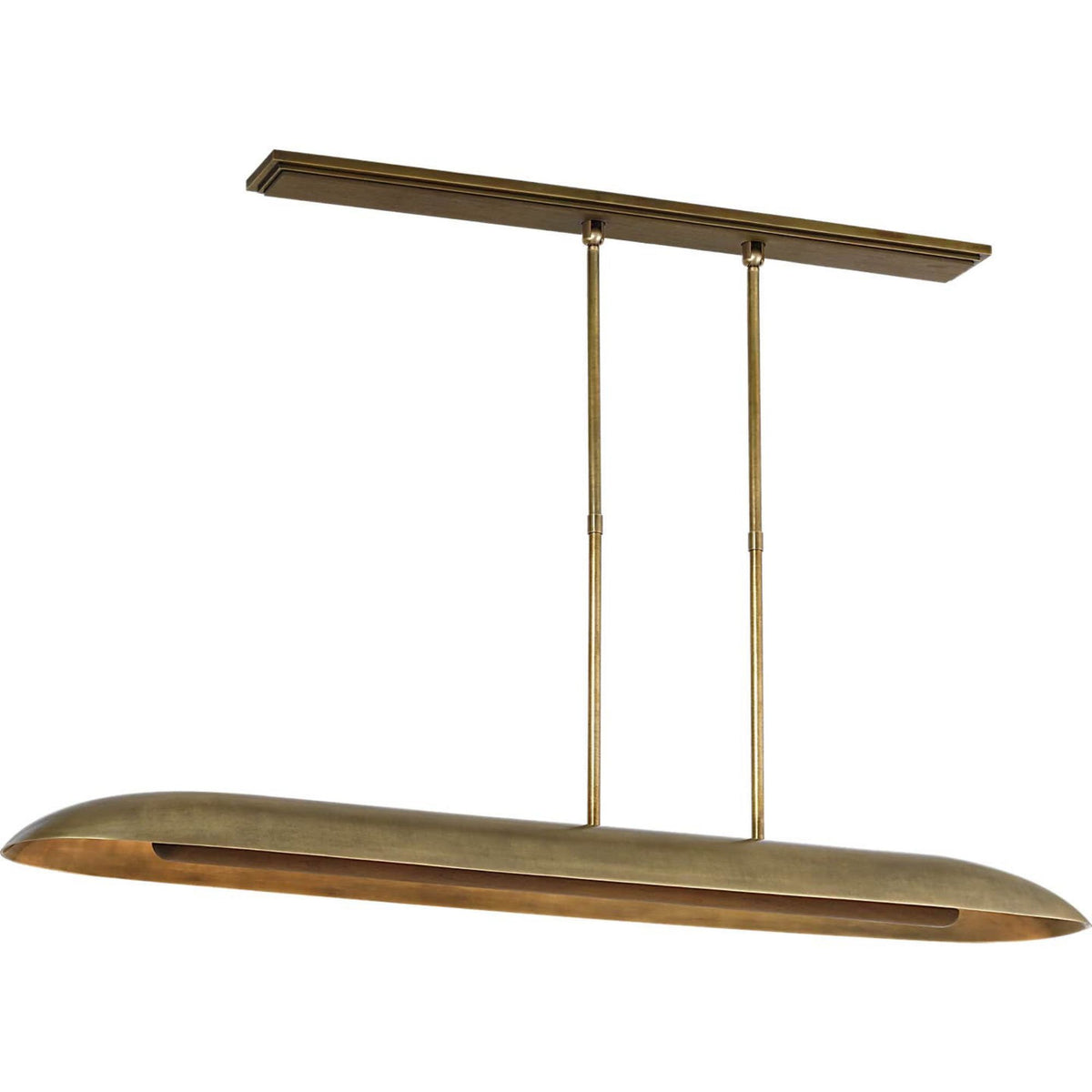Anne-Marie Barton Remi 60" Linear Pendant in Mottled Brass and Warm Walnut W12" x 59.75"
